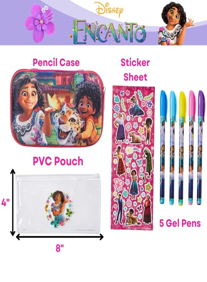 Innovative Designs Disney Encanto Pencil Case Set with Stickers and Gel Pens for Kids, Molded with Zip Closure, Pink - Image 2
